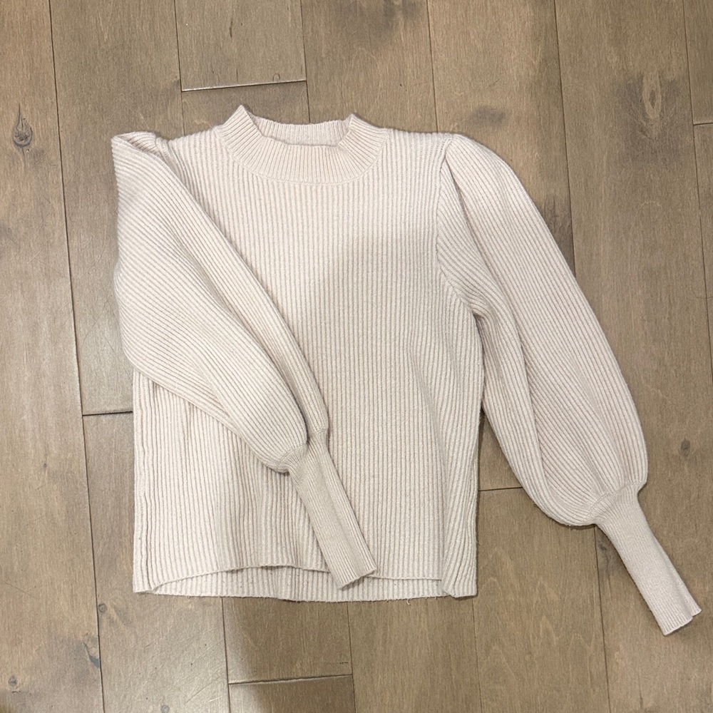 Lulu's Cream Ribbed Crew Neck Sweater